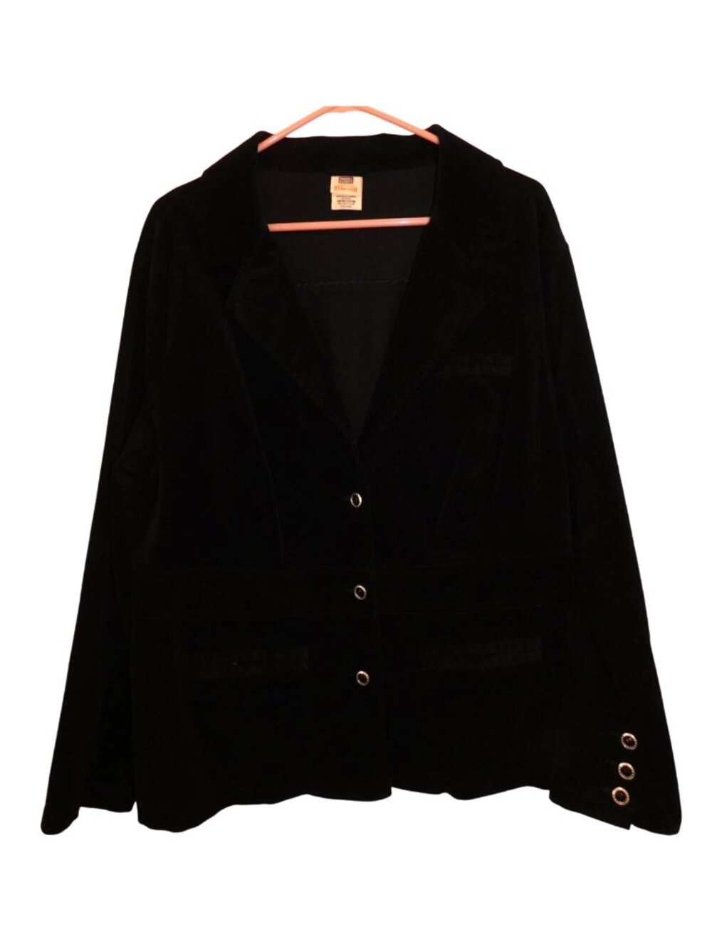 Faded Glory Plus 18W 20W Black Velvet Blazer Jacket Dark Academia Classic